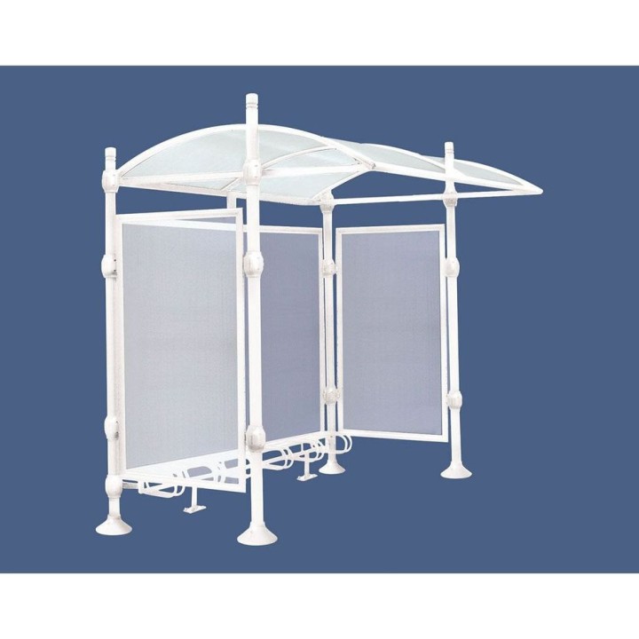 Abri vélos Province City Procity, initial sans bardage, voute polycarbonate, support vélos 6 places - Blanc pur