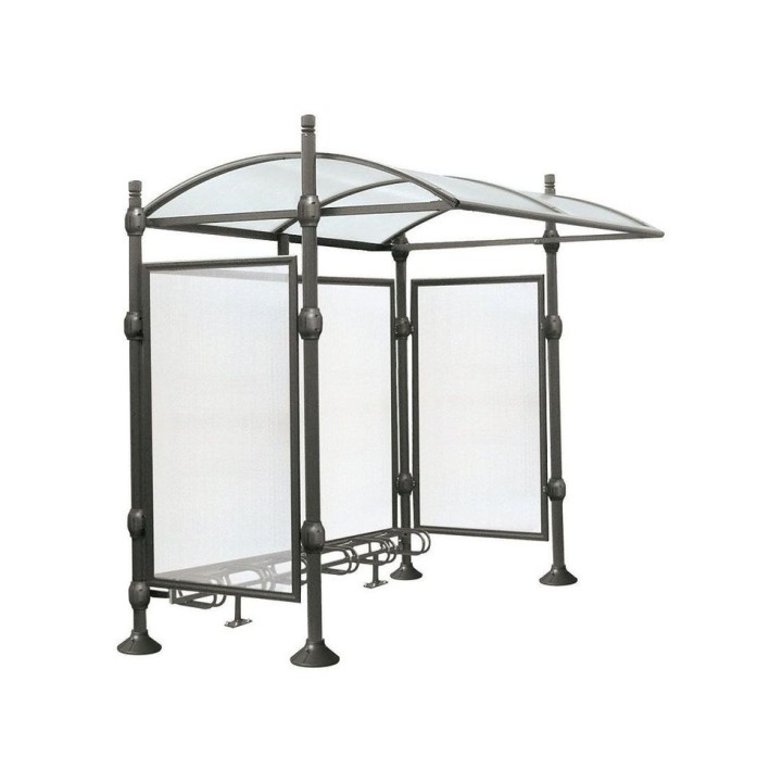 Abri vélos Province City Procity, initial sans bardage, voute polycarbonate, support vélos 6 places - Gris Procity