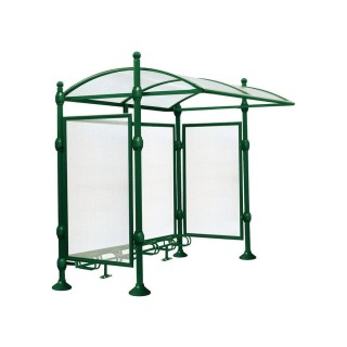 Abri vélos Province Boule Procity, initial sans bardage, voute polycarbonate, support vélos 6 places - Vert mousse