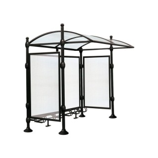 Abri vélos Province Boule Procity, initial sans bardage, voute polycarbonate, support vélos 6 places - Noir foncé