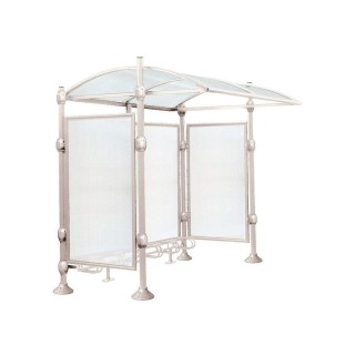 Abri vélos Province Inox brossé Procity, initial sans bardage, voute polycarbonate, support vélos 6 places - Gris soie