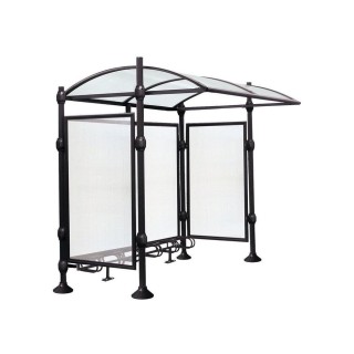 Abri vélos Province Inox brossé Procity, initial sans bardage, voute polycarbonate, support vélos 6 places - Noir foncé