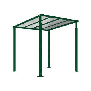 Abri vélos Milan passage couvert Procity, module initial, toiture polycarbonate, fixation sur platines - Vert mousse