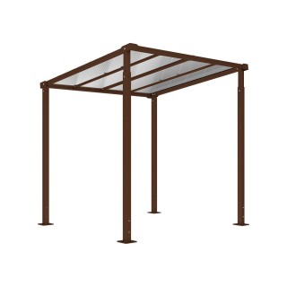 Abri vélos Milan passage couvert Procity, module initial, toiture polycarbonate, fixation sur platines - Brun chocolat
