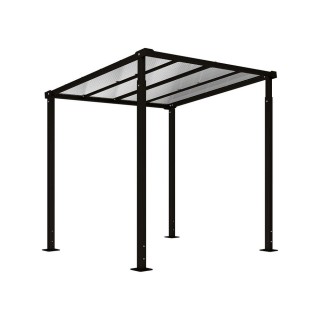 Abri vélos Milan passage couvert Procity, module initial, toiture polycarbonate, fixation sur platines - Noir foncé