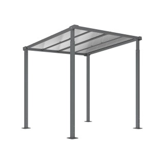 Abri vélos Milan passage couvert Procity, module initial, toiture polycarbonate, fixation sur platines - Gris Procity