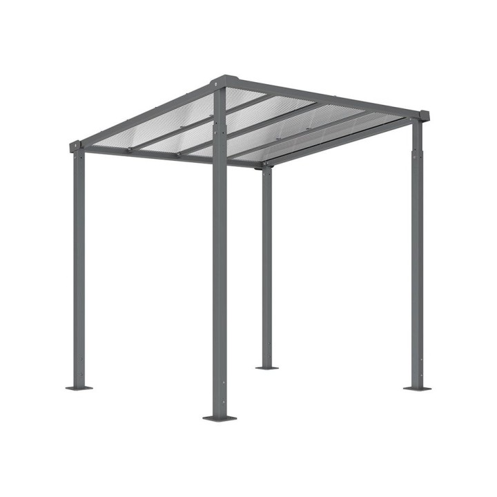 Abri vélos Milan passage couvert Procity, module initial, toiture polycarbonate, fixation sur platines - Gris Procity