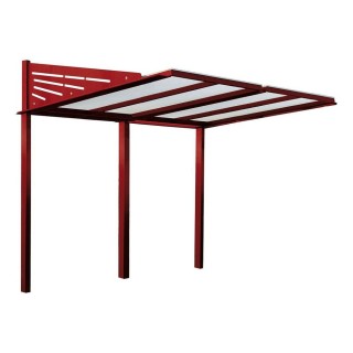 Abri vélos Conviviale Procity, module initial sans bardage, toiture en polycarbonate - Scellement direct - Rouge pourpre