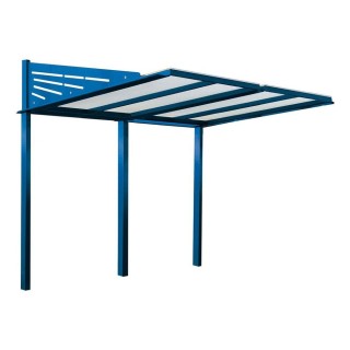 Abri vélos Conviviale Procity, module initial sans bardage, toiture en polycarbonate - Scellement direct - Bleu gentiane
