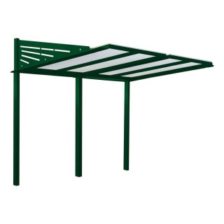 Abri vélos Conviviale Procity, module initial sans bardage, toiture en polycarbonate - Scellement direct - Vert moussse