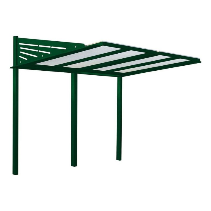 Abri vélos Conviviale Procity, module initial sans bardage, toiture en polycarbonate - Scellement direct - Vert moussse