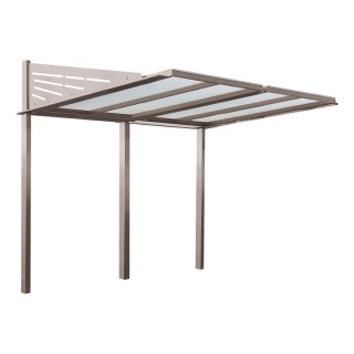 Abri vélos Conviviale Procity, module initial sans bardage, toiture en polycarbonate - Scellement direct - Gris soie