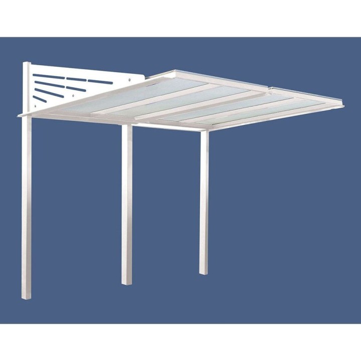 Abri vélos Conviviale Procity, module initial sans bardage, toiture en polycarbonate - Scellement direct - Blanc pur