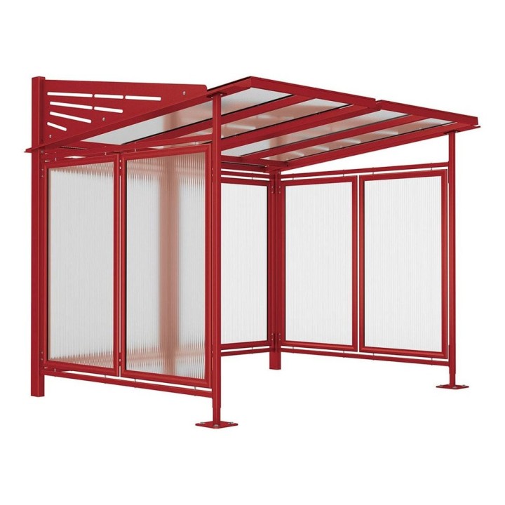 Abri vélos Conviviale Procity, module initial + bardages de fond + latéraux, scellement direct - Rouge pourpre