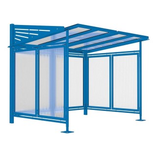Abri vélos Conviviale Procity, module initial + bardages de fond + latéraux, scellement direct - Bleu gentiane