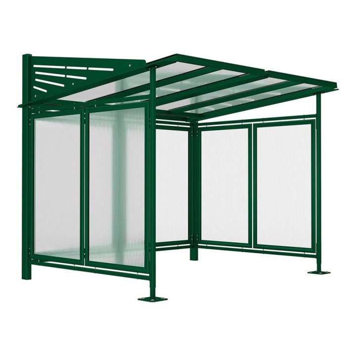 Abri vélos Conviviale Procity, module initial + bardages de fond + latéraux, scellement direct - Vert mousse