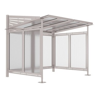 Abri vélos Conviviale Procity, module initial + bardages de fond + latéraux, scellement direct - Gris soie