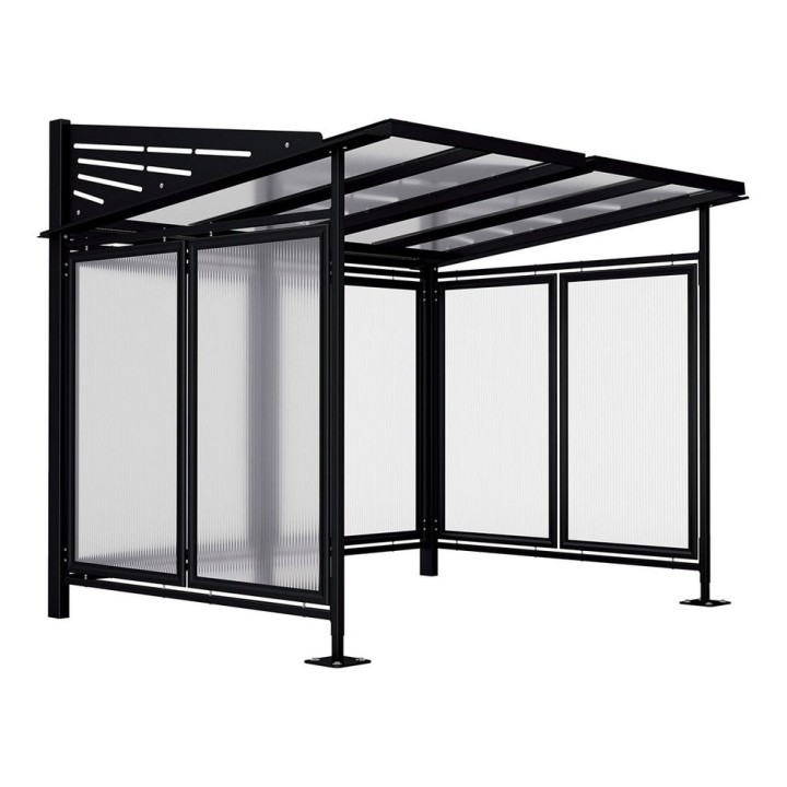 Abri vélos Conviviale Procity, module initial + bardages de fond + latéraux, scellement direct - Noir foncé
