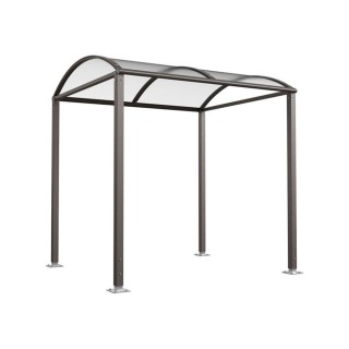 Abri vélos Voûte "M" en polycarbonate alvéolaire Procity, initial sans bardage, Fixation/platines galva - Gris Procity