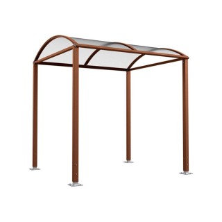 Abri vélos Voûte "M" en polycarbonate alvéolaire Procity, initial + Led sans bardage/platines galva - Aspect Corten