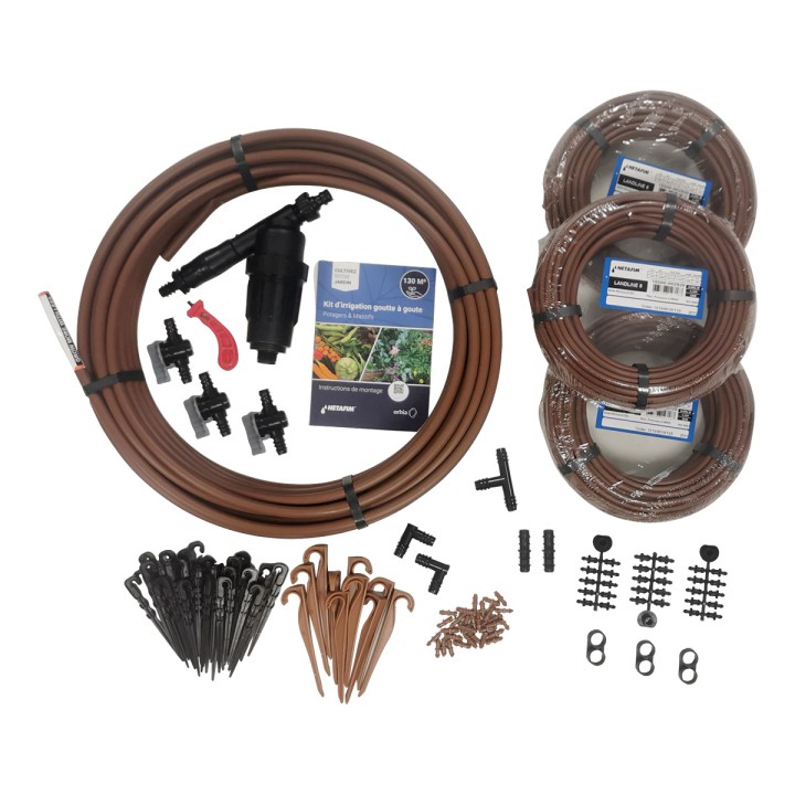 Kit irrigation goutte à goutte Netafim, pour massif et potager 130 m²