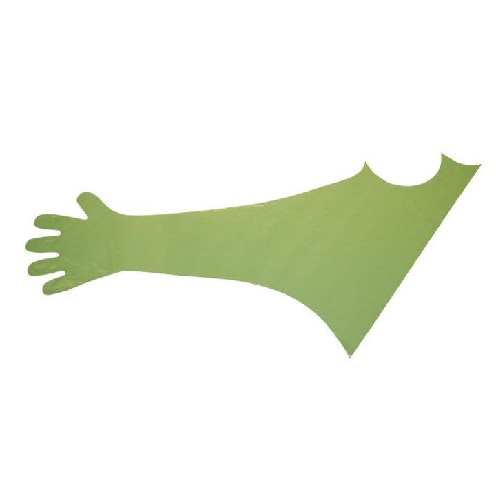 Gant à usage unique vert avec protection de l'épaule pour vétérinaire - 50 pièces Kerbl