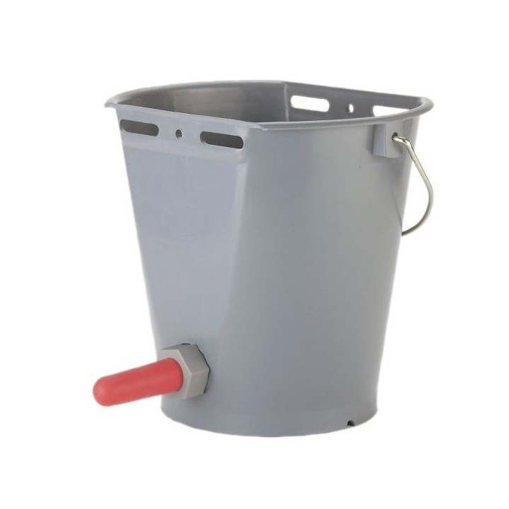 Seau pour veau gris 8 L avec clapet et tétine rouge Kerbl