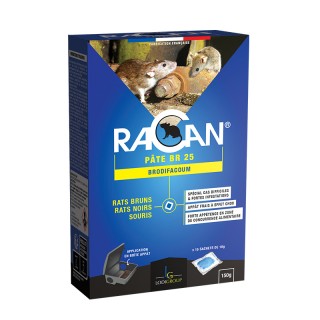 Rodenticide RACAN en pâte BR Brodifacoum, étui de 150 g