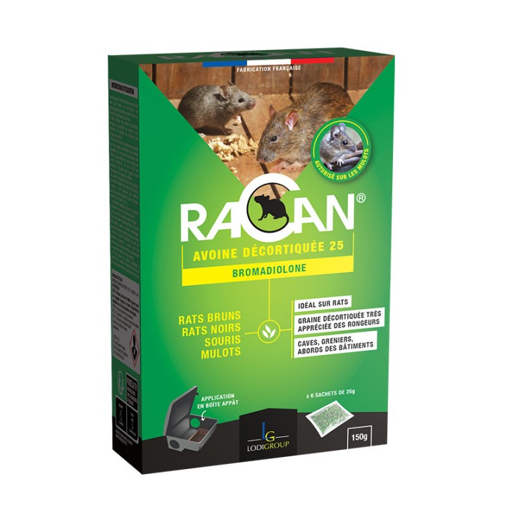 RACAN Rodenticide sous forme d'appât en grain, étui de 150 g