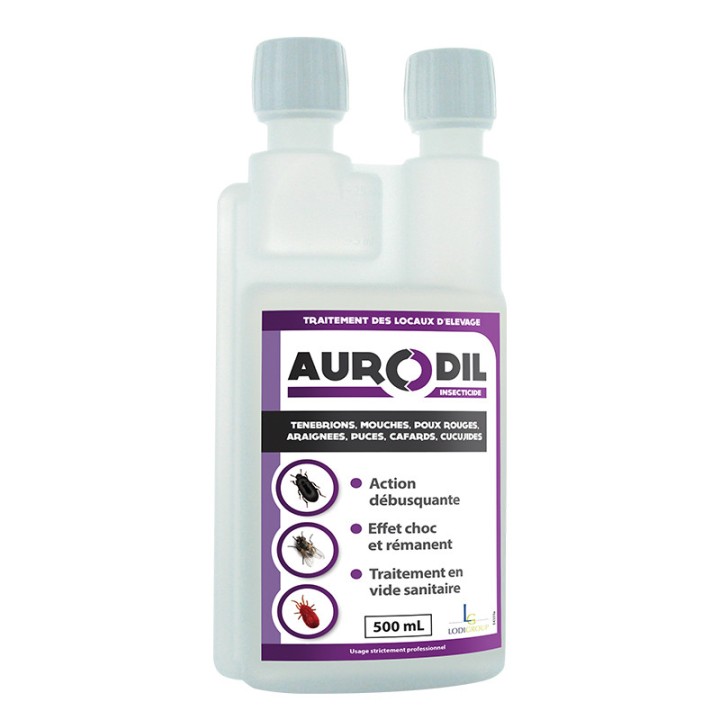 AURODIL Insecticide pour le traitement des locaux d'élevage, flacon de 500 ml