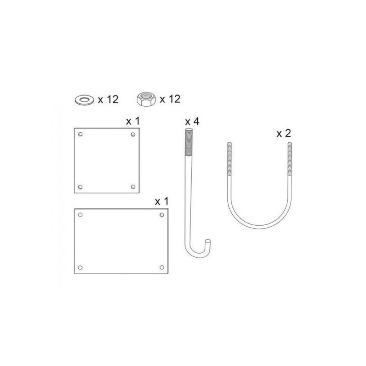 Kit de pose Procity pour barrière tournante très grande longueur : tôle gabarit + crosses de scellement galva