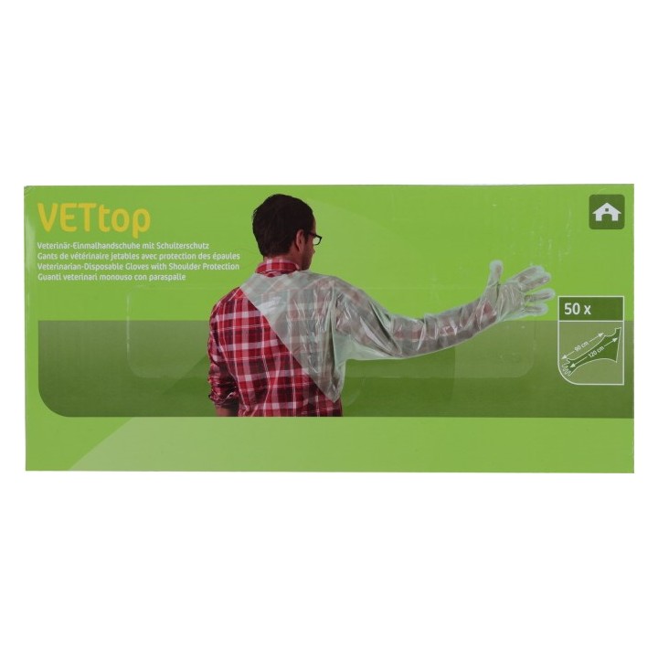 Gant à usage unique vert avec protection de l'épaule pour vétérinaire - 50 pièces Kerbl