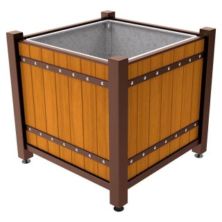 Bac à palmier Sarlat Procity, chêne, lasuré chêne clair - 1230x1230x1085 mm - Bac acier amovible + anneau - Brun chocolat