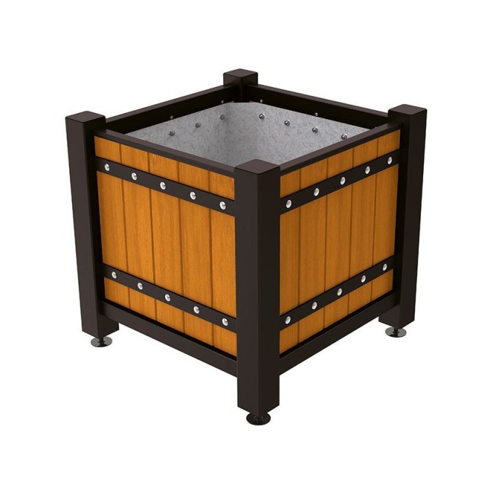 Bac à palmier Sarlat Procity, chêne, lasuré chêne clair - 880x880x855 mm - Intérieur tôle galva - Noir foncé