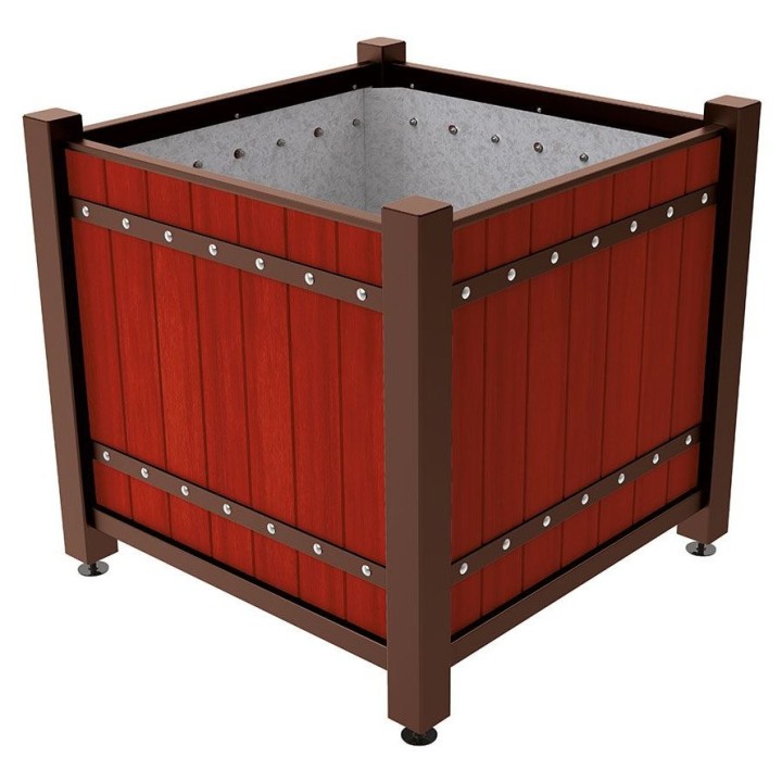 Bac à palmier Sarlat Procity, chêne, lasuré acajou - 1230x1230x1085 mm - Intérieur tôle galva - Brun chocolat