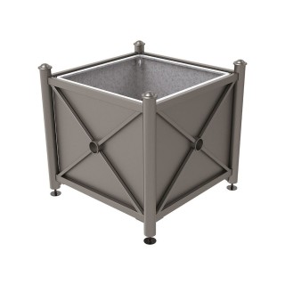 Bac à palmier acier Province Agora Procity, 1000x1000x900 mm - Bac acier amovible + anneaux - Gris Procity