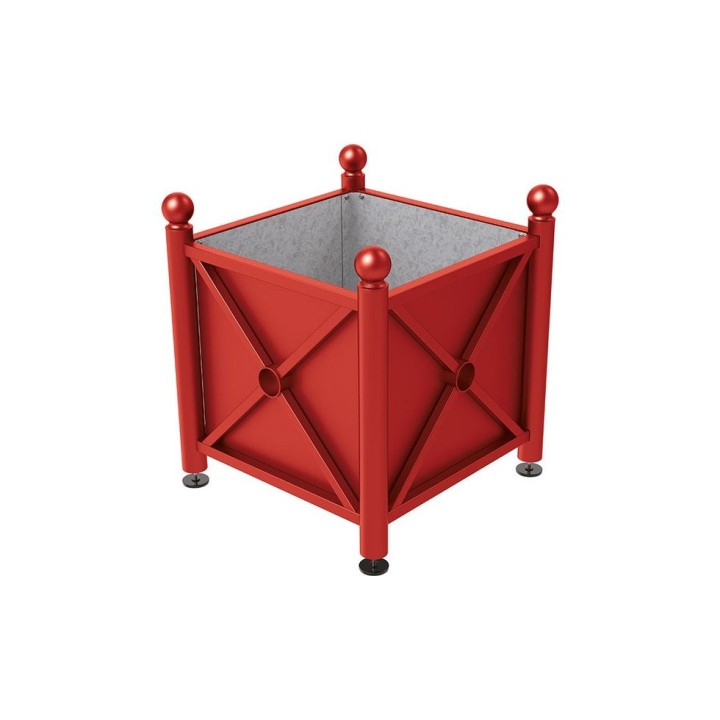 Bac à palmier acier Province Boule Procity, 800x800x750 mm - Intérieur tôle galva - Rouge pourpre