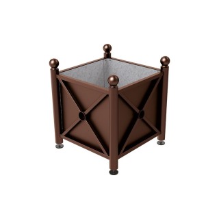Bac à palmier acier Province Boule Procity, 800x800x750 mm - Intérieur tôle galva - Brun chocolat
