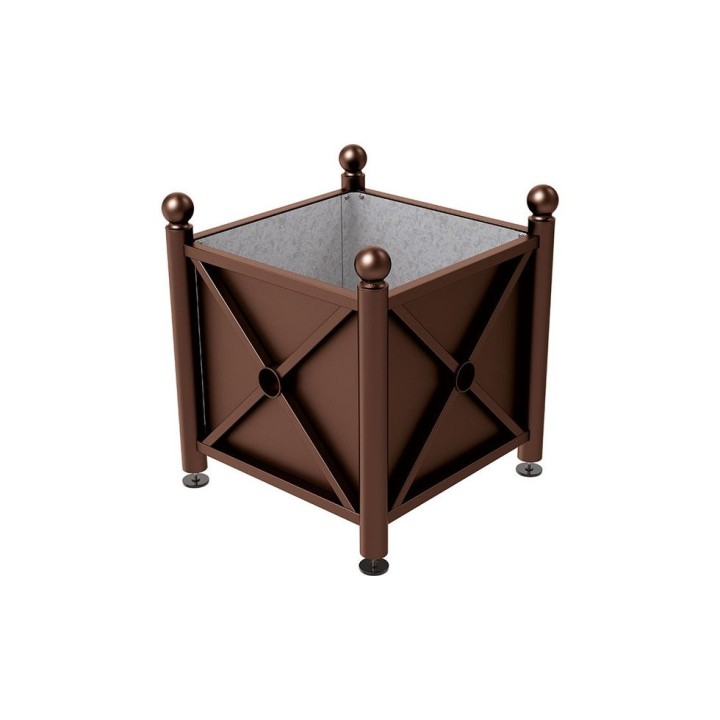 Bac à palmier acier Province Boule Procity, 800x800x750 mm - Intérieur tôle galva - Brun chocolat