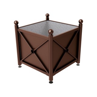 Bac à palmier acier Province Boule Procity, 1000x1000x900 mm - Intérieur tôle galva - Brun chocolat
