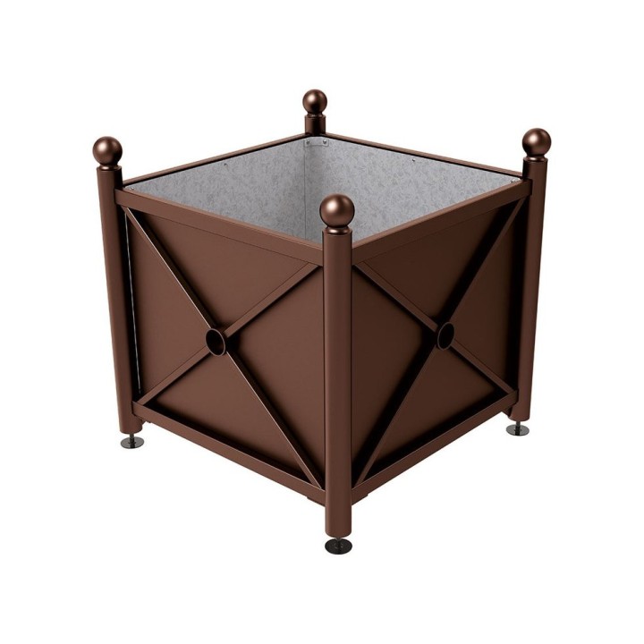 Bac à palmier acier Province Boule Procity, 1000x1000x900 mm - Intérieur tôle galva - Brun chocolat
