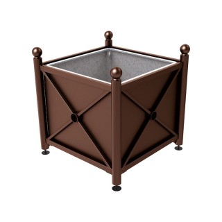 Bac à palmier acier Province Boule Procity, 1000x1000x900 mm - Bac acier amovible + anneaux - Brun chocolat