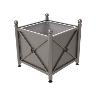 Bac à palmier acier Province Boule Procity, 1000x1000x900 mm - Bac acier amovible + anneaux - Gris Procity