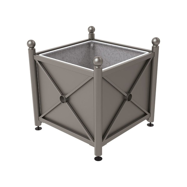 Bac à palmier acier Province Boule Procity, 1000x1000x900 mm - Bac acier amovible + anneaux - Gris Procity