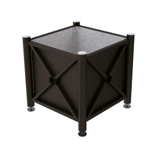 Bac à palmier acier Province Inox brossé Procity, 800x800x750 mm - Intérieur tôle galva - Noir foncé