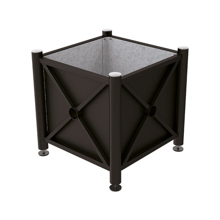 Bac à palmier acier Province Inox brossé Procity, 800x800x750 mm - Intérieur tôle galva - Noir foncé