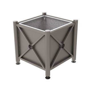 Bac à palmier acier Province Inox brossé Procity, 800x800x750 mm - Bac acier amovible + anneaux - Gris Procity