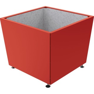Bac à palmier Olbia carré Procity, acier galvanisé, 1170x1170x975 mm - Intérieur tôle galva - Rouge pourpre