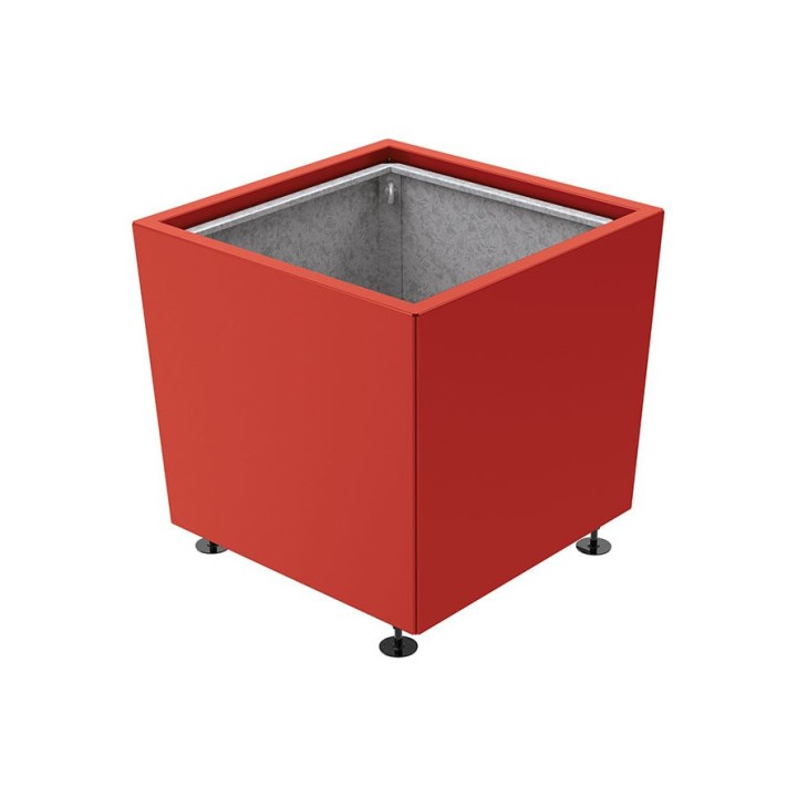 Bac à palmier Olbia carré Procity, acier galvanisé, 785x785x760 mm - Bac acier amovible + anneaux - Rouge pourpre