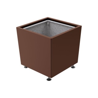 Bac à palmier Olbia carré Procity, acier galvanisé, 785x785x760 mm - Bac acier amovible + anneaux - Brun chocolat